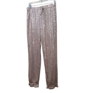 Pink Lily Women's‎ Gold Sequence Joggers Y2K On Pants Hippie Boho Festival